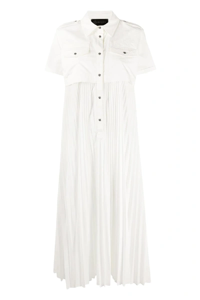 Shop Mr & Mrs Italy Off-white Midi Dress With Pleated Skirt In Off White