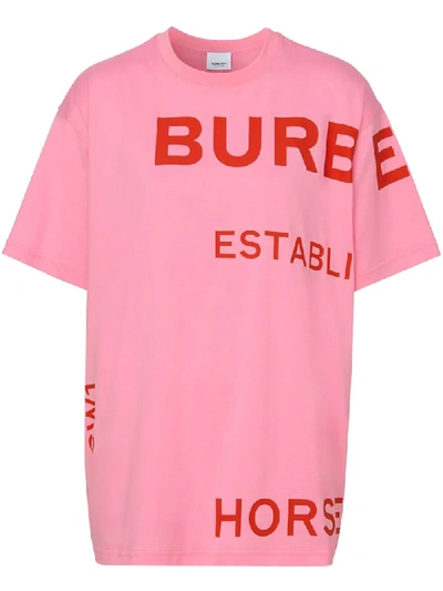 Shop Burberry Horseferry Print Oversized T-shirt In Pink