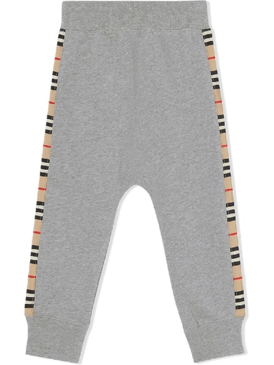 Shop Burberry Icon Stripe Tracksuit Bottoms In Grey