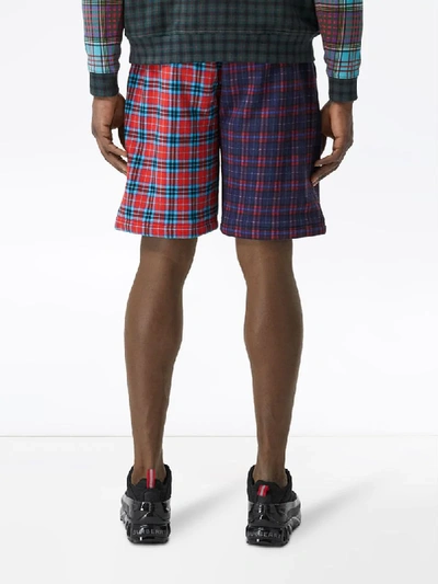 Shop Burberry Patchwork Check Shorts In Red