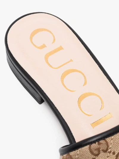 Shop Gucci Brown Gg Supreme Leather Sandals In Neutrals