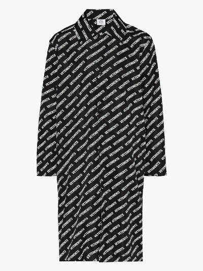 Shop Vetements Black Logo Print Raincoat