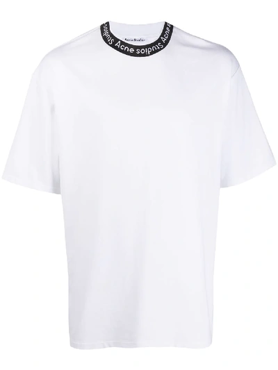 Shop Acne Studios Logo Neck T-shirt In White