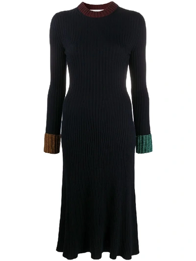 Shop Lanvin Ribbed Jumper Dress In Blue