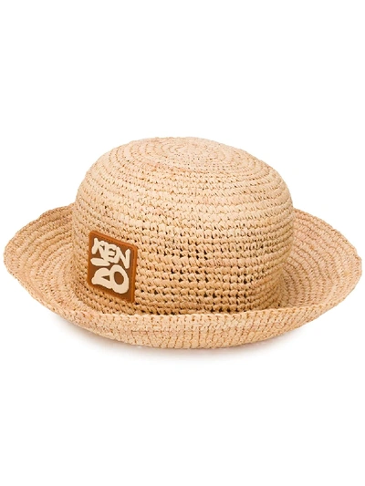 Shop Kenzo Logo Patch Sun Hat In Brown