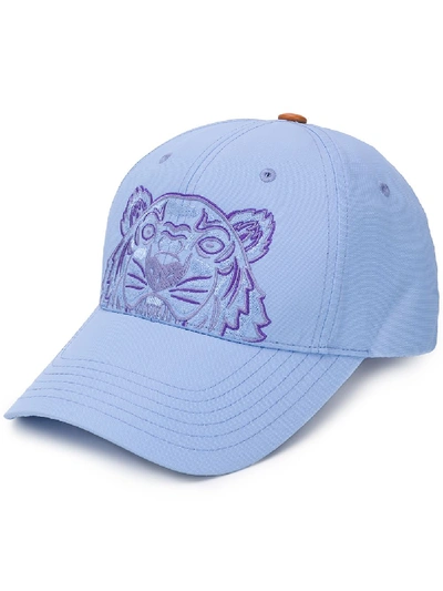 Shop Kenzo Tiger Embroidery Cap In Blue
