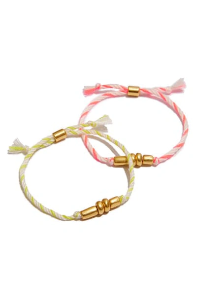 Shop Madewell Set Of 2 Campcraft Friendship Bracelets In Neon Coral Multi