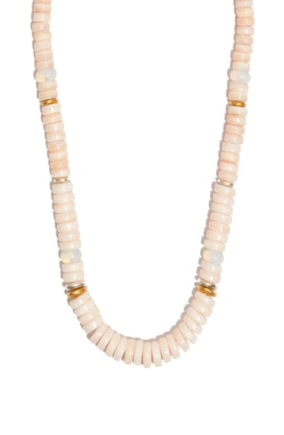 Shop Madewell Mother-of-pearl Beaded Necklace In Pink Shell Multi