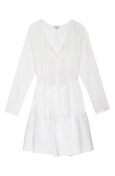 Shop Rails Jayla Long Sleeve Minidress In White Textured Stripe