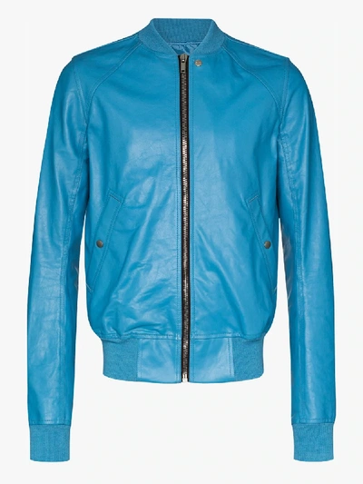 Shop Rick Owens Fitted Bomber Jacket In Blue