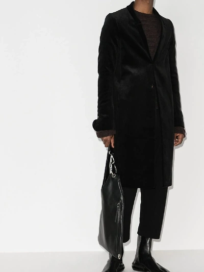 Shop Rick Owens Single-breasted Corduroy Coat In Black