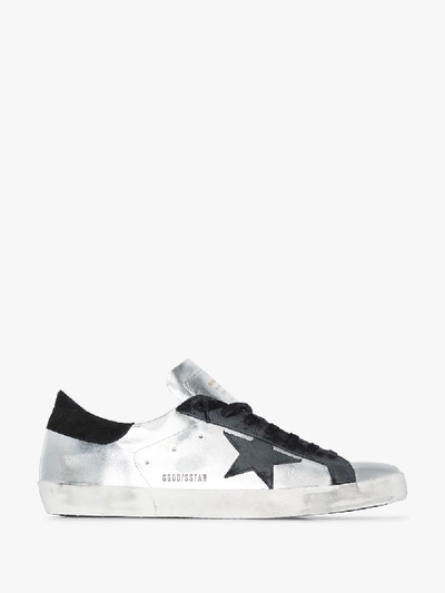 Shop Golden Goose Grey Superstar Leather Sneakers