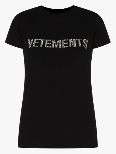 Shop Vetements Crystal Logo T-shirt In Black