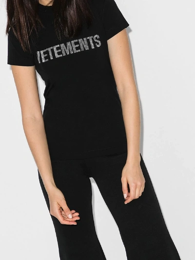 Shop Vetements Crystal Logo T-shirt In Black