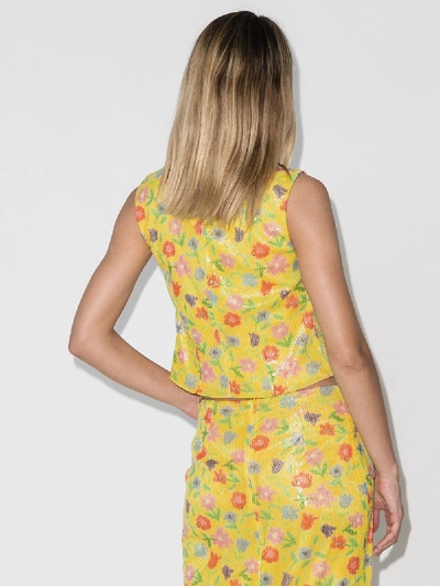 Shop Bernadette Yellow Roxanne Floral Sequin Top