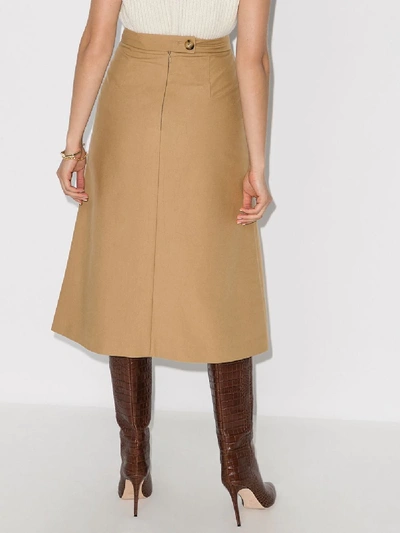 Shop Rejina Pyo Brown Hazel A-line Cotton Midi Skirt