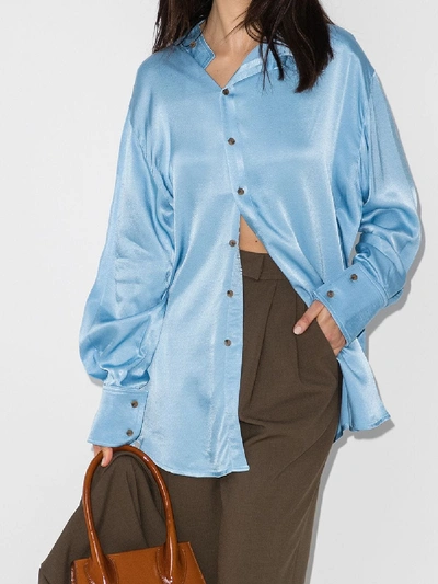 Shop Rejina Pyo Allie Cowl Neck Shirt In Blue