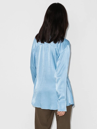 Shop Rejina Pyo Allie Cowl Neck Shirt In Blue