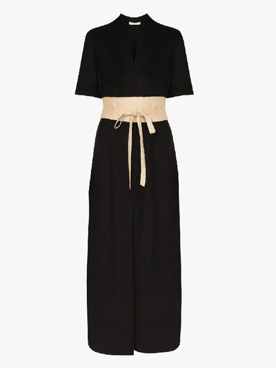Shop Usisi Tosca Belted Maxi Dress In Black