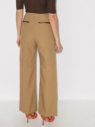 Shop Rejina Pyo Lexi Wide Leg Cotton Trousers In Brown