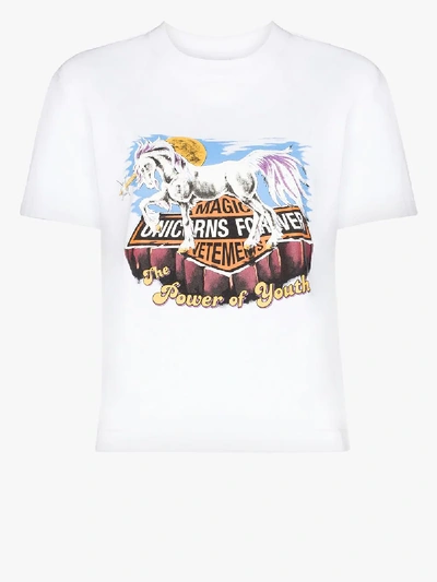 Shop Vetements Unicorn Print Cotton T-shirt In White
