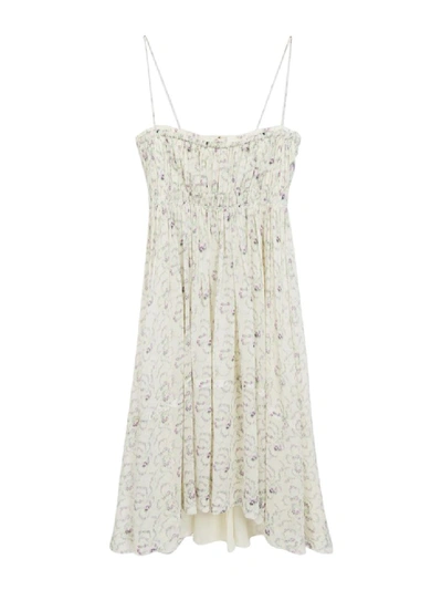 Shop Chloé Floral Silk Georgette Dress In White