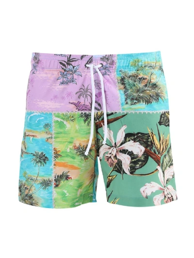 Shop Amiri Hawaiian Swim Trunks In Multicolor