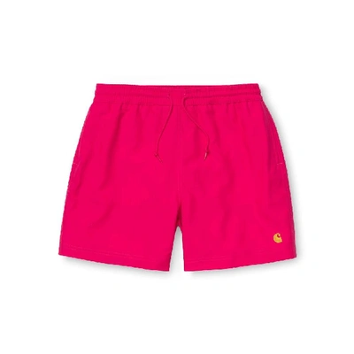 Shop Carhartt Chase Swim Trunks In Pink