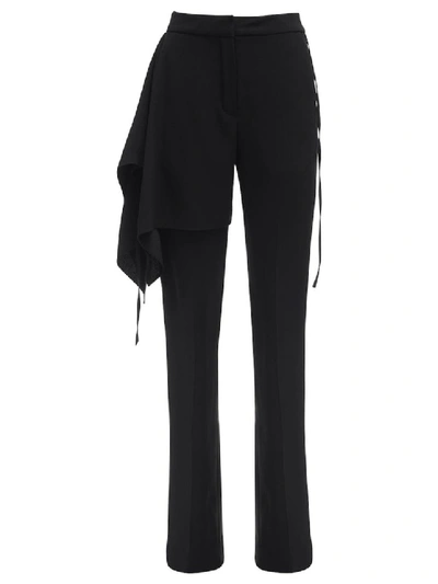 Shop Atlein Black Draped Satin Pants