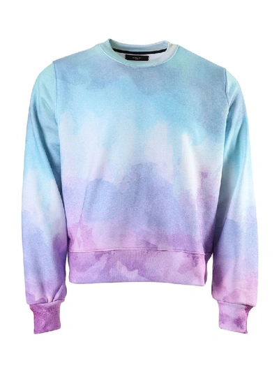 Shop Amiri Watercolor Print Sweatshirt In Multicolor