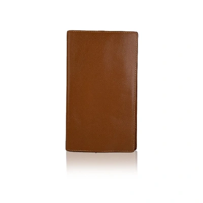 Pre-owned Hermes Vintage Tan Leather Agenda Notebook Cover In Brown