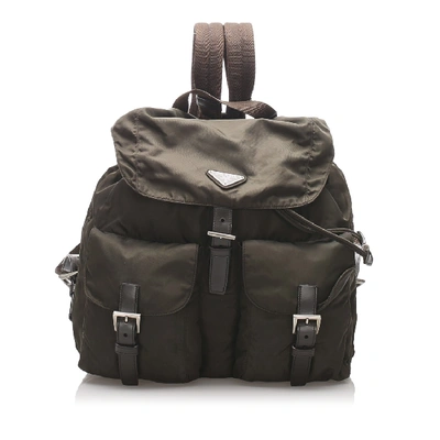 Shop Prada Tessuto Drawstring Backpack In Grey