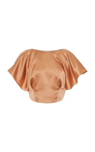 Shop Acler Jervois Flounce Gleam Top In Neutral