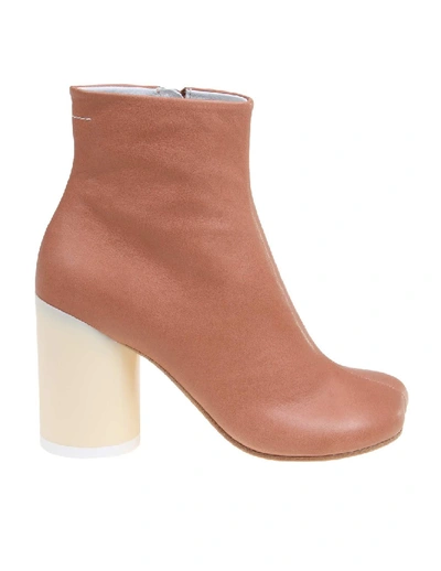 Shop Mm6 Maison Margiela Nude Leather Ankle Boot In Neutrals