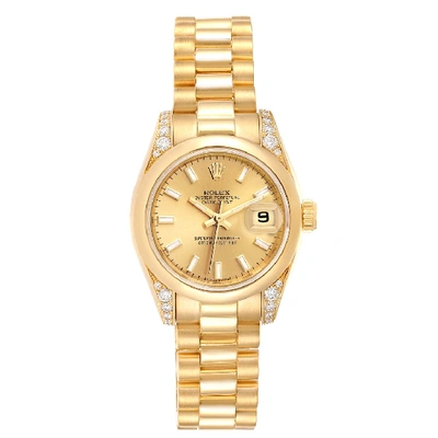 Shop Rolex President Crown Collection 18k Yellow Gold Diamond Watch 179298 In Not Applicable