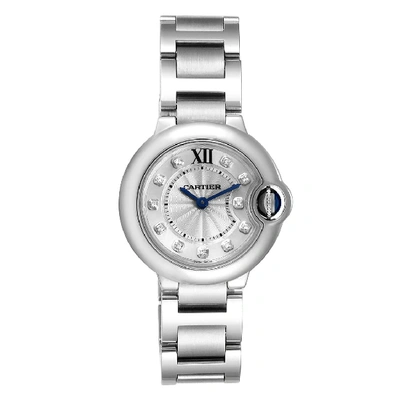 Shop Cartier Ballon Bleu Silver Diamond Dial Steel Ladies Watch We902073 In Not Applicable