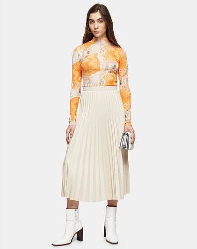 Shop Topshop 3/4 Length Skirts In Beige