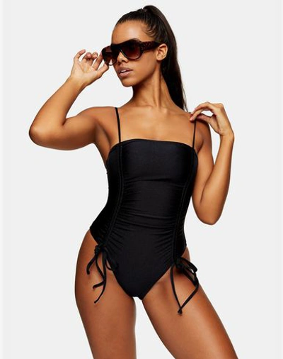Shop Topshop One-piece Swimsuits In Black