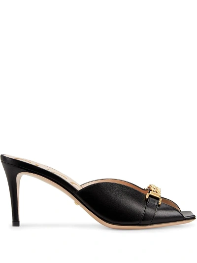 Shop Gucci Chain Detail Slide Sandals In Black