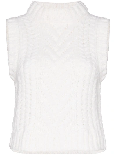 Shop Cecilie Bahnsen Madelyn Quilted Knitted Top In White