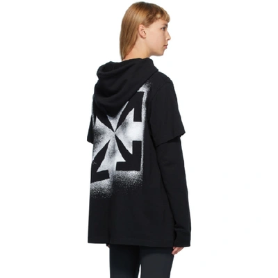 Shop Off-white Black Double T-shirt Stencil Hoodie In Black/white