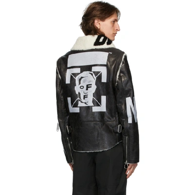 Shop Off-white Black & White Shearling Zip-off Sleeve Jacket