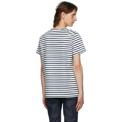 Shop Apc A.p.c. White Striped Michael T-shirt In Aad Ecru