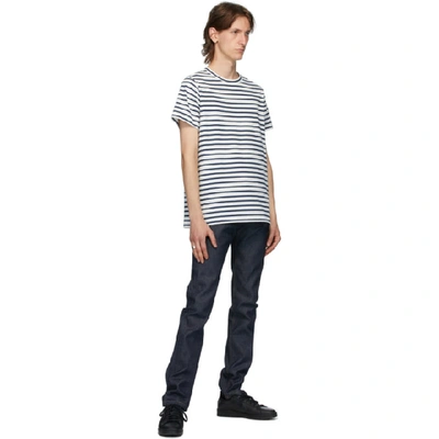 Shop A.p.c. White Striped Michael T-shirt In Aad Ecru