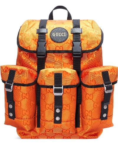Shop Gucci Off The Grid Gg Multi-pocket Backpack In Orange