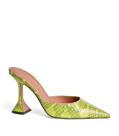 Shop Amina Muaddi Snakeskin Fiona Mules 95