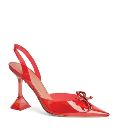 Shop Amina Muaddi Plexi Bow Rosie Slingback Pumps 95