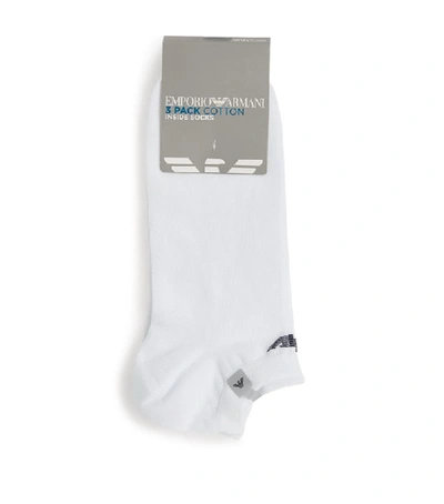 Shop Armani Collezioni Eagle Trainer Socks (pack Of 3) In White