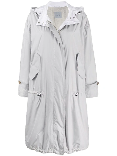 Shop Malo Oversized Drawstring Raincoat In Grey