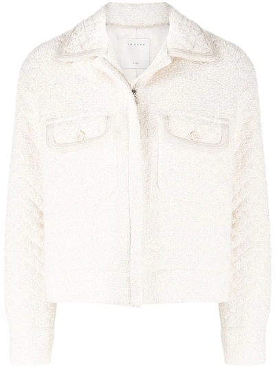 Shop Sandro Fitted Quilted Jacket In Neutrals